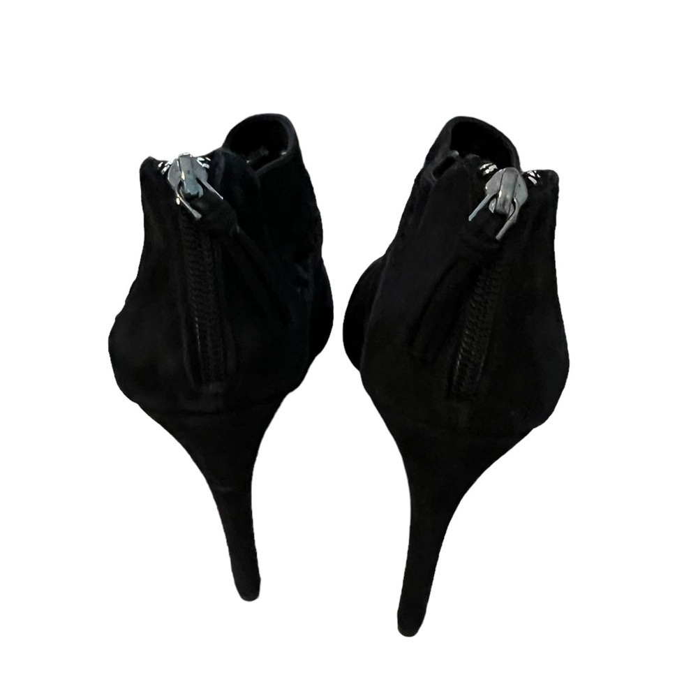 Elie Tahari Black Suede Peep Toe Stiletto Platform Booties / Heels, US 8. - Picture 3 of 7